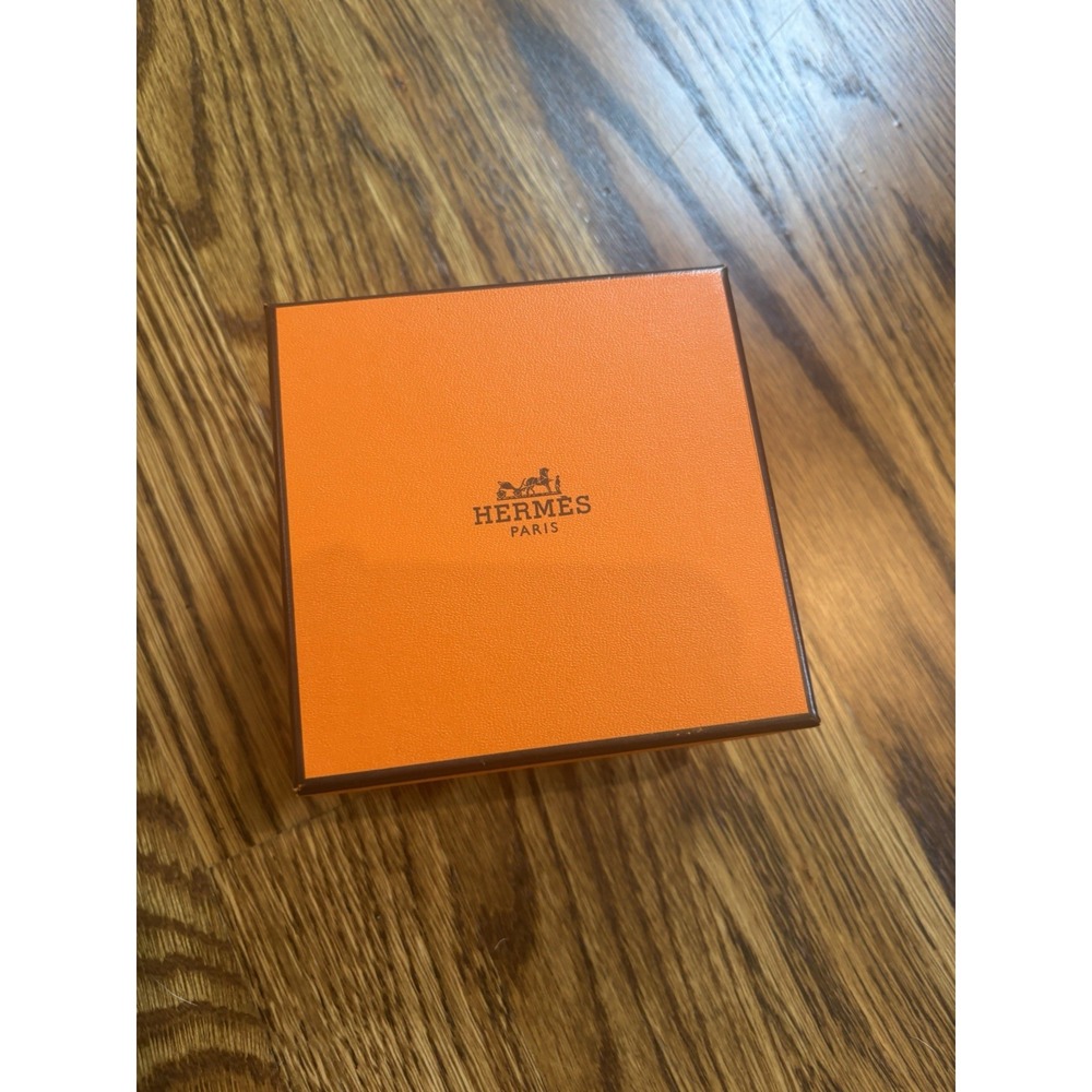 Hermes Authentic Empty Orange Jewelry Box Felt Pouch 4"x4"x2.5"